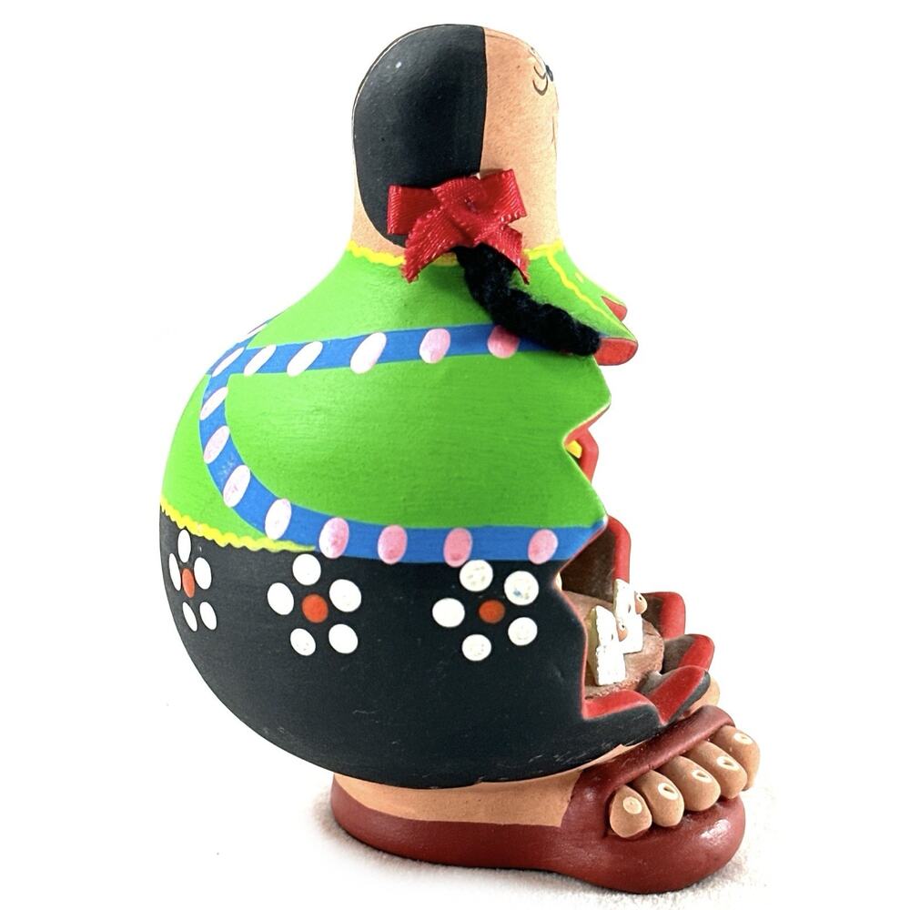 Vintage Miniature Mexican Folk Art Huarachudo Pottery Clay Hand Painted Cancun - Picture 6 of 10